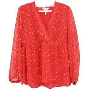 Matilda Jane Must Be Love Top Coral Women's M Swiss Dot Preppy Spring Summer